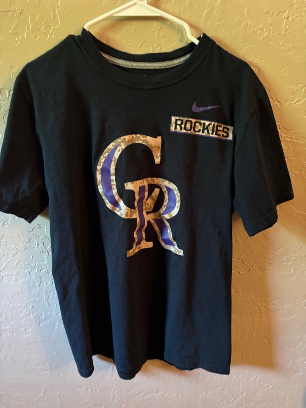 Nike Kids Black Colorado Rockies Logo Tee with Camo Accent